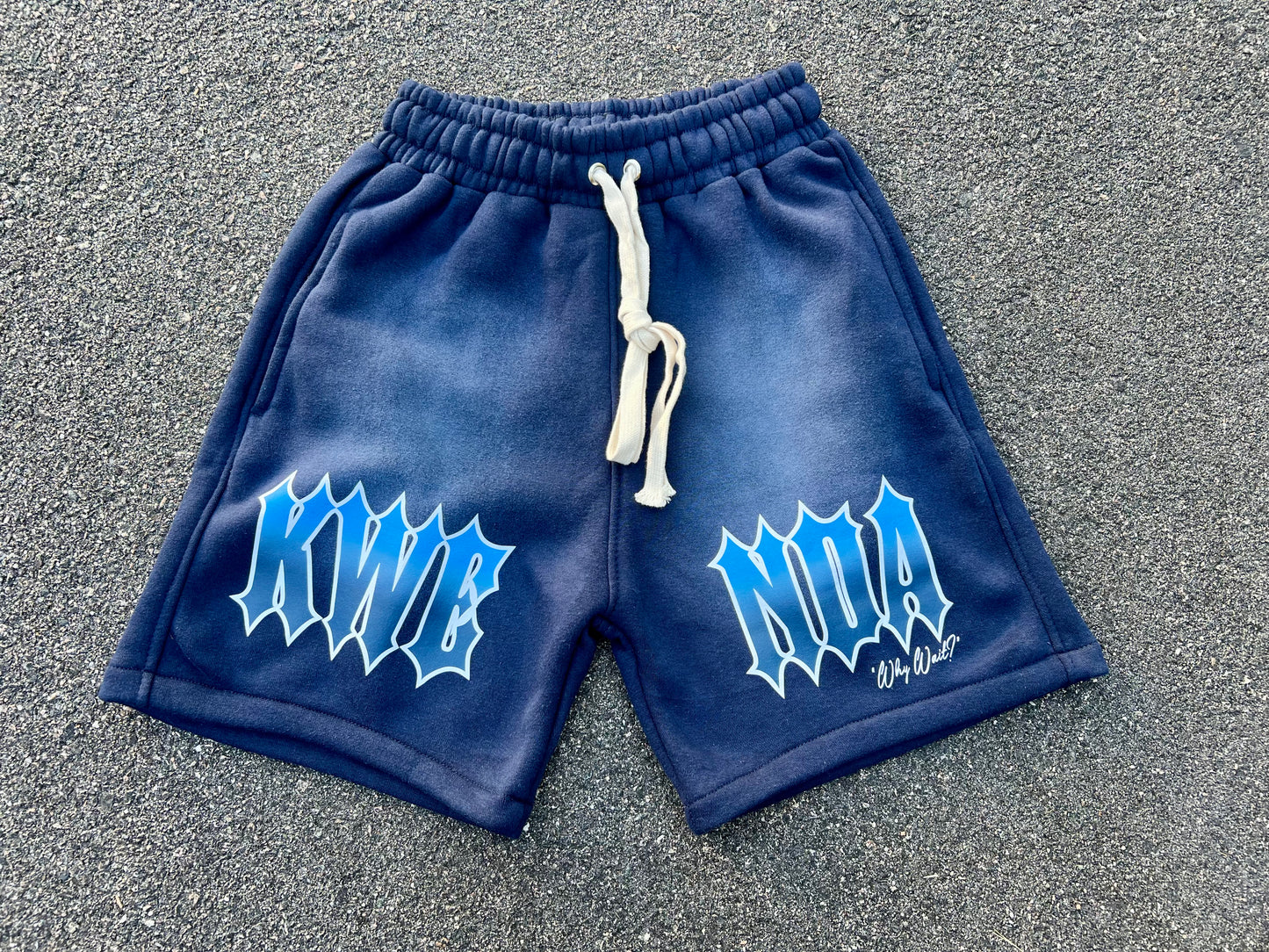 Navy Blue Acid Washed Shorts