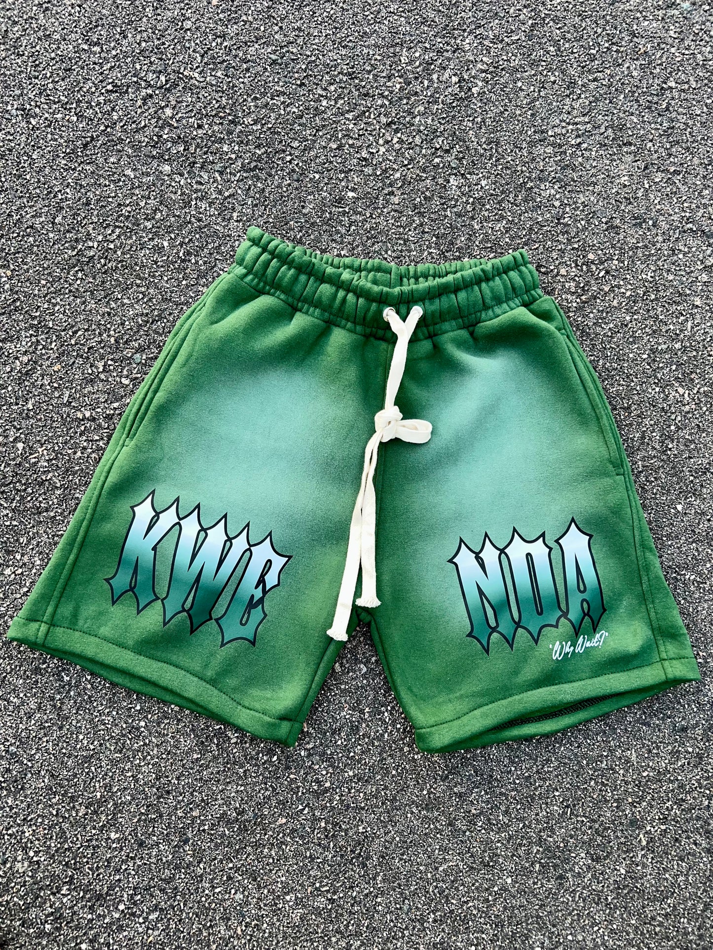 Green Acid Washed Shorts