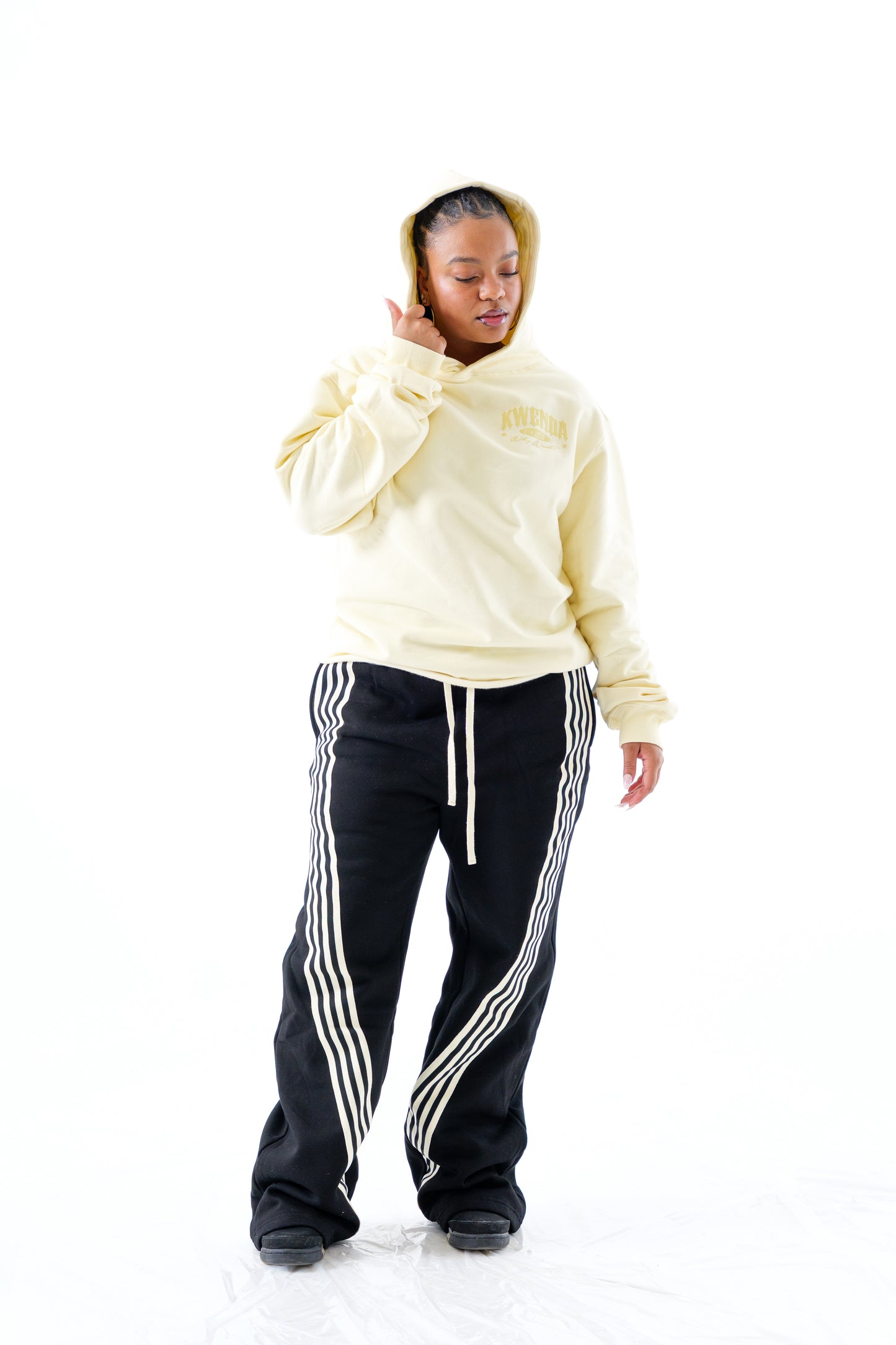 Cream Pullover Hoodie w/ Yellow Kwenda