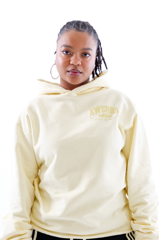 Cream Pullover Hoodie w/ Yellow Kwenda