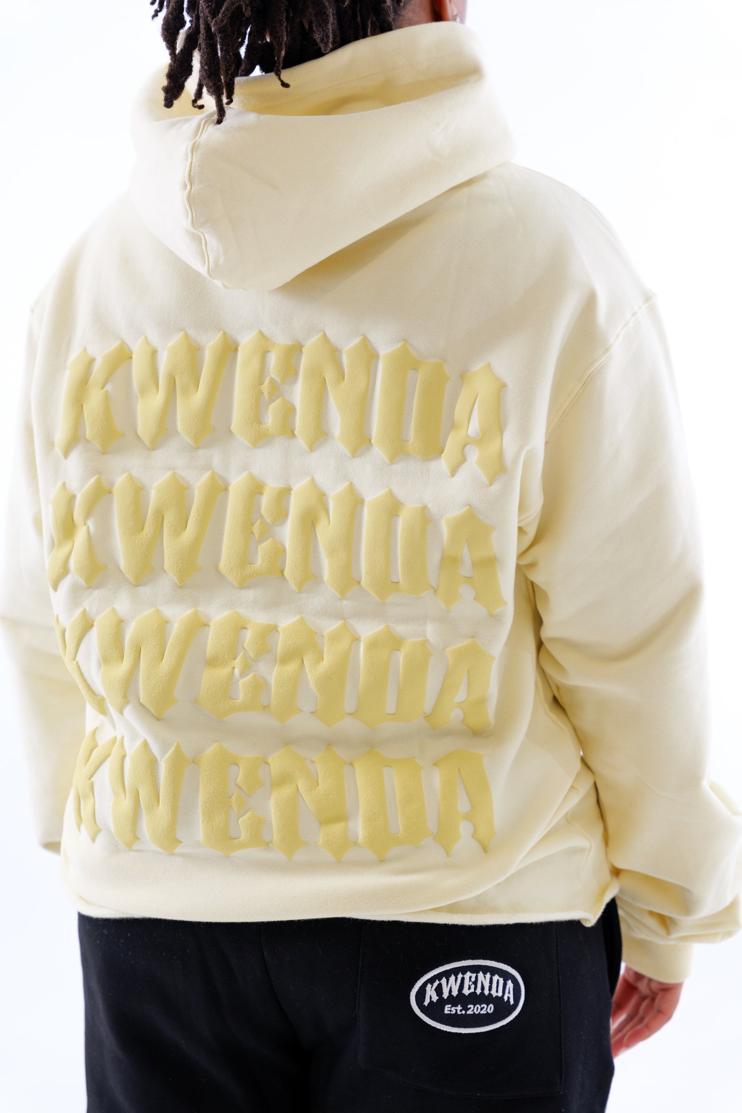 Cream Pullover Hoodie w/ Yellow Kwenda