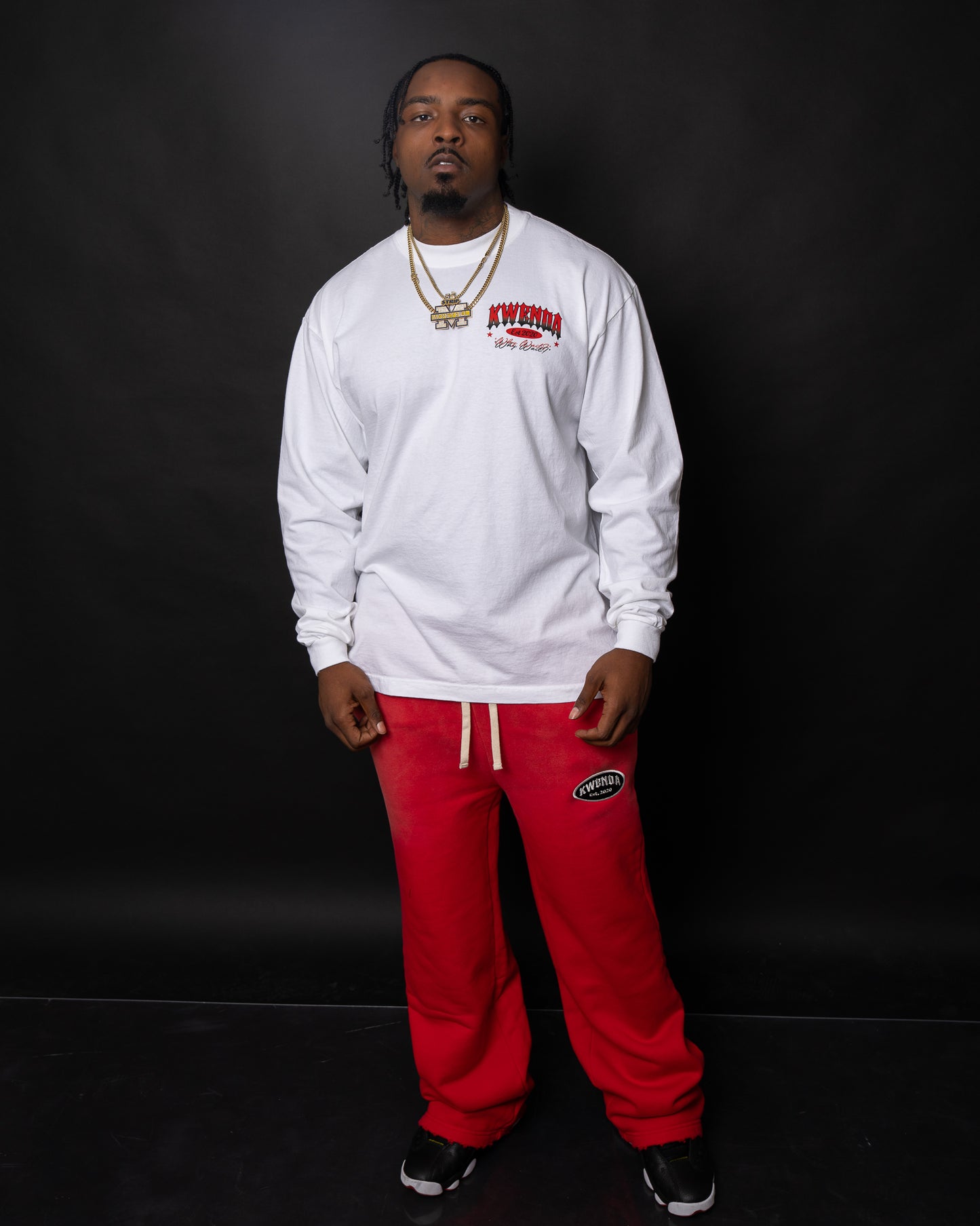 White & Red Long sleeve Tee