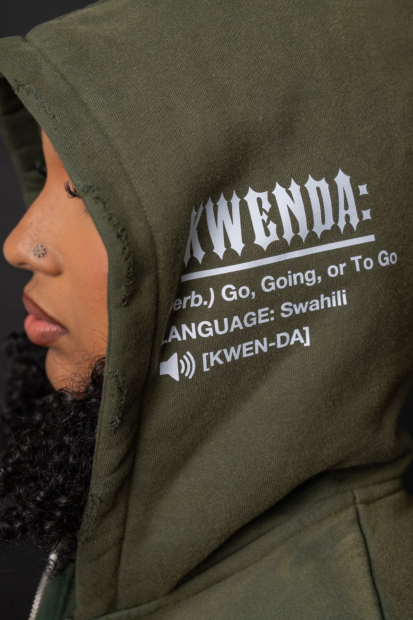 Olive Green Cropped Zip Up