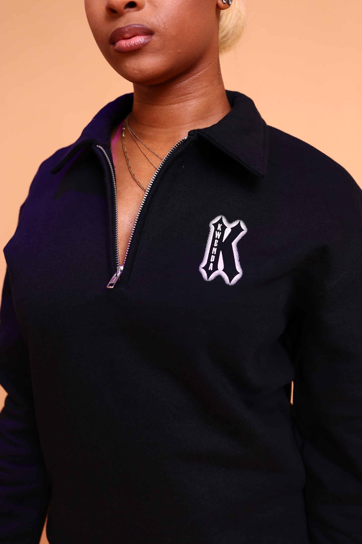 Black "K" Quarter Zip Sweater