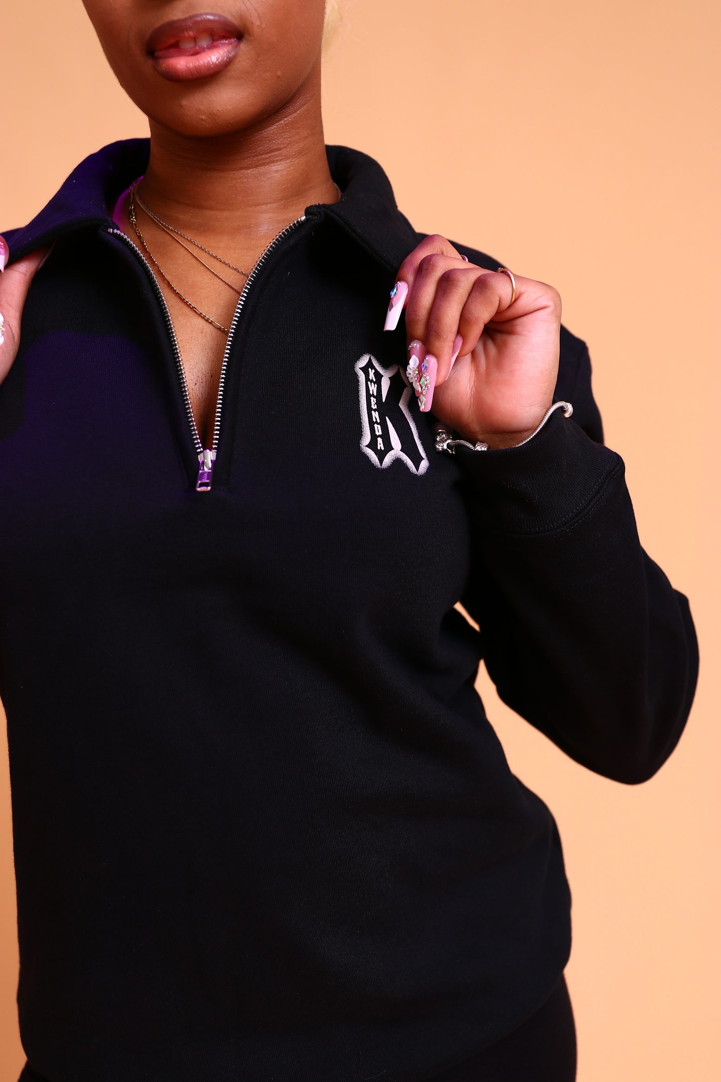 Black "K" Quarter Zip Sweater