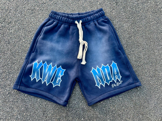 Navy Blue Acid Washed Shorts