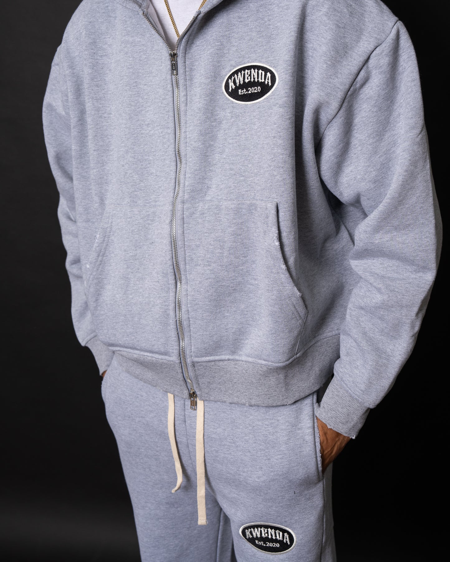 Heather Grey Cropped Zip Up