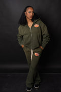 Olive Green Cropped Zip Up