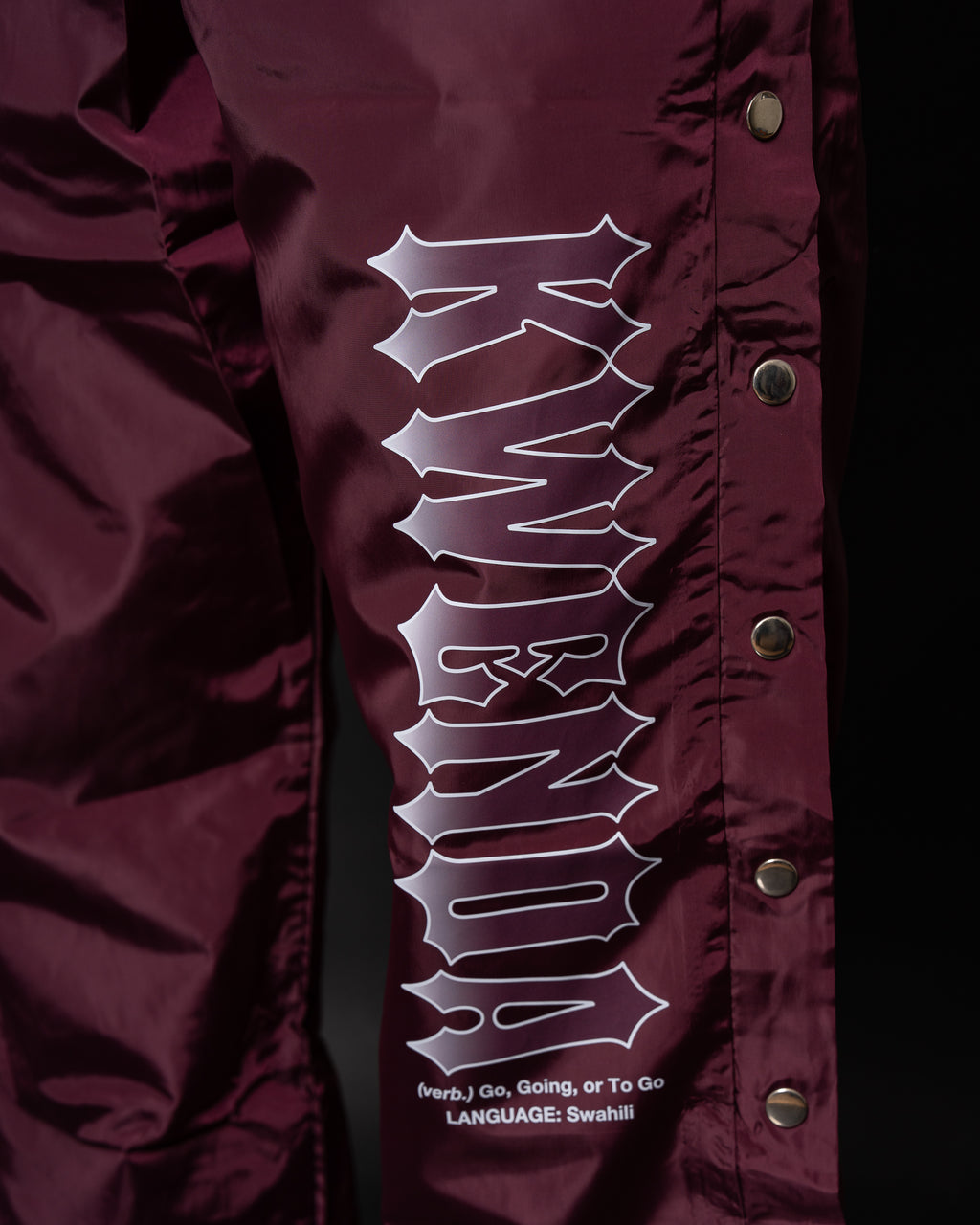 Burgundy Nylon Pants
