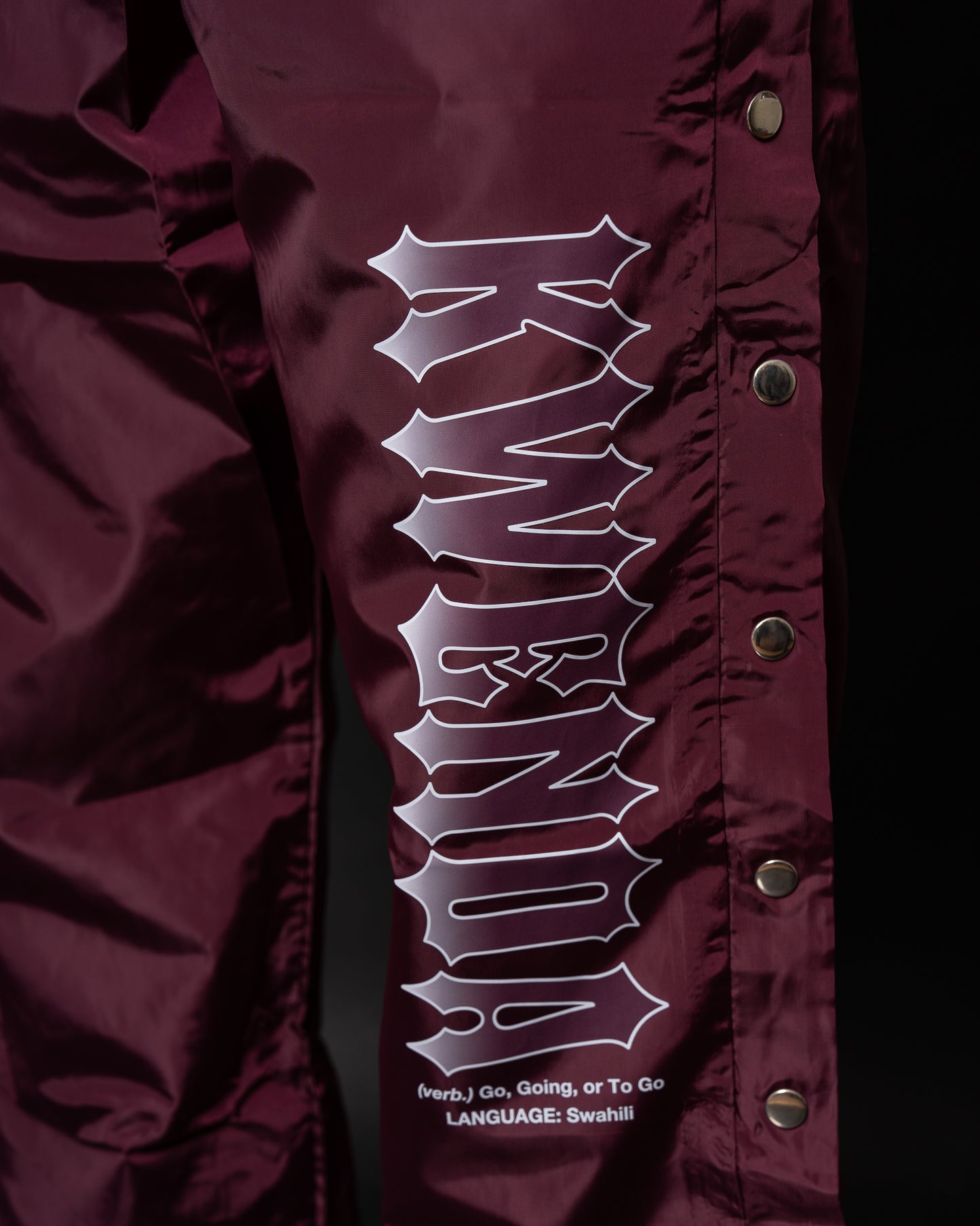 Burgundy Nylon Pants