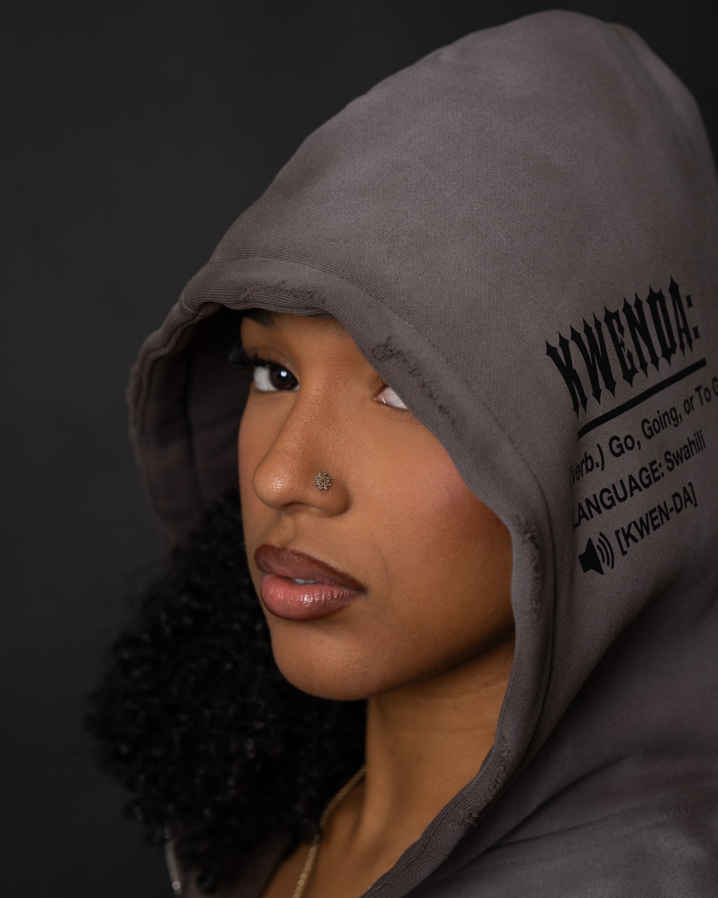 Distressed Cropped Charcoal Grey Zip Up