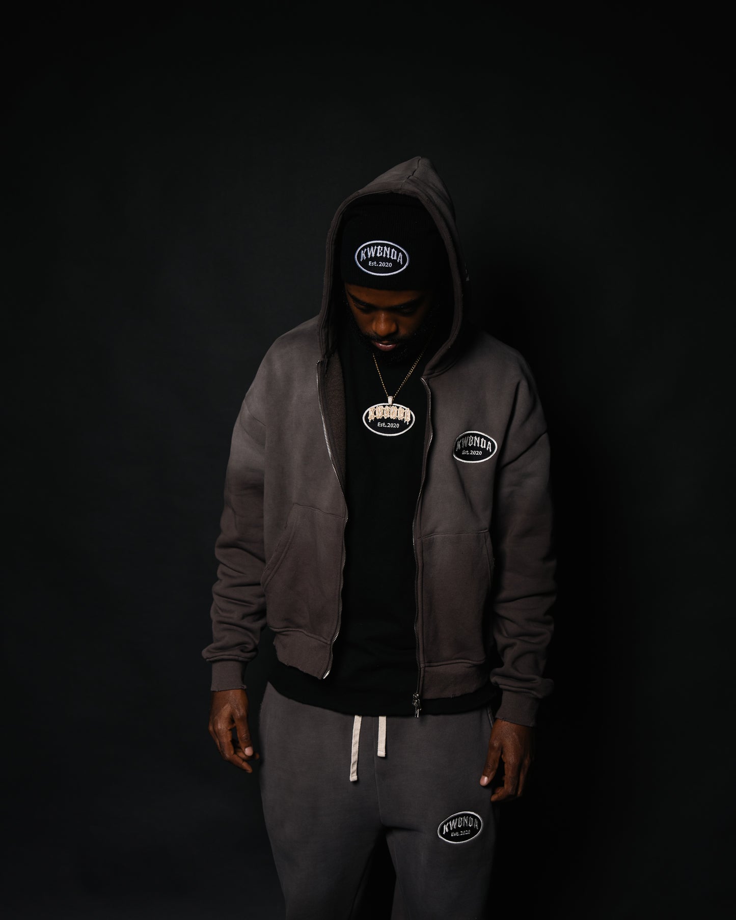 Distressed Cropped Charcoal Grey Zip Up