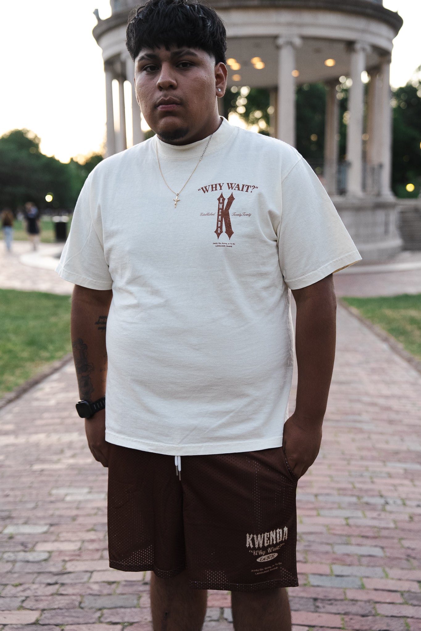 Cream/ Brown Tee