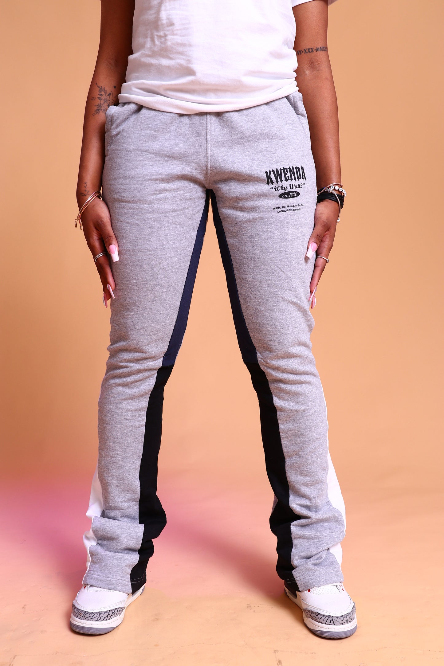 Gray & Black Flared Sweatpants