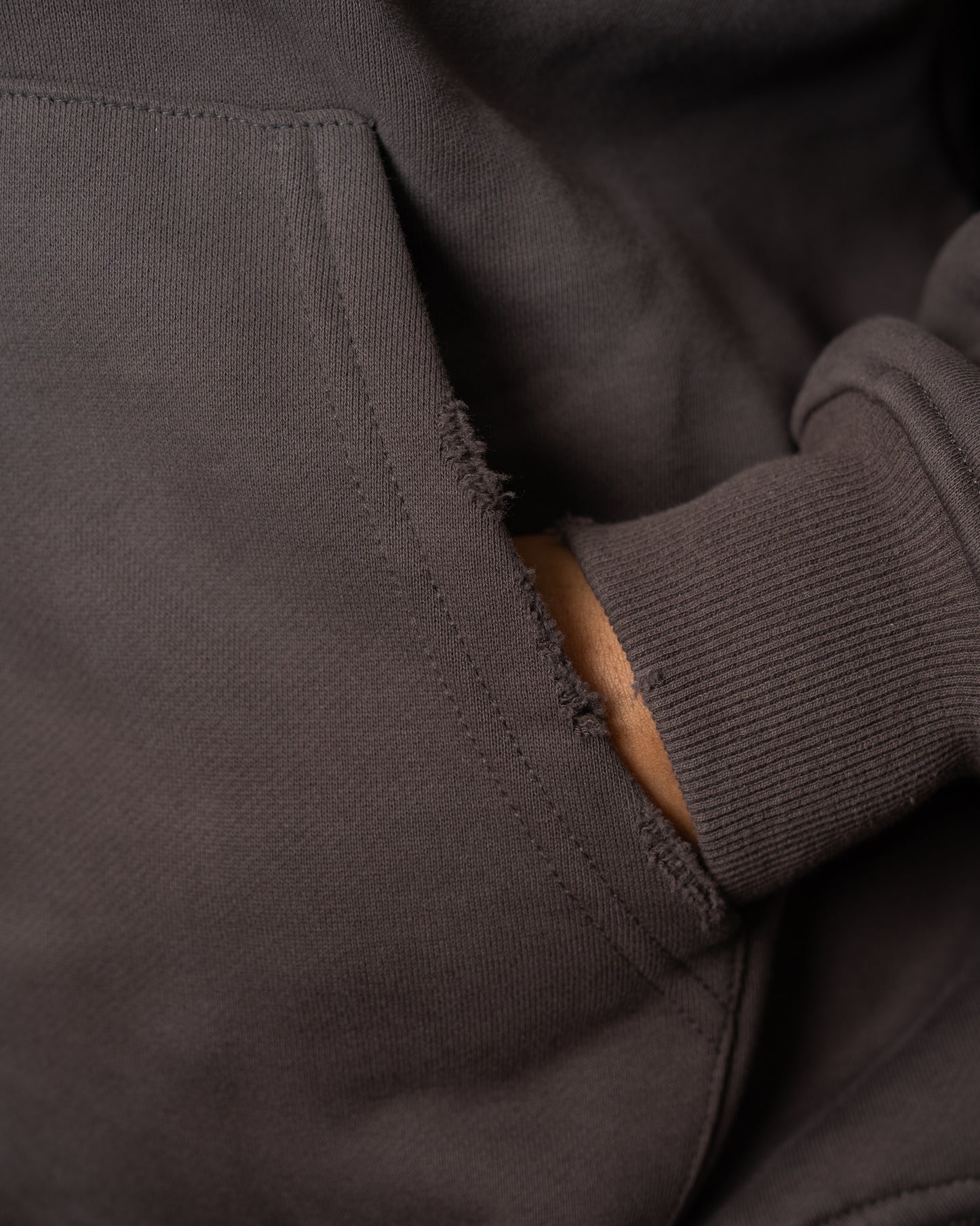 Distressed Cropped Charcoal Grey Zip Up