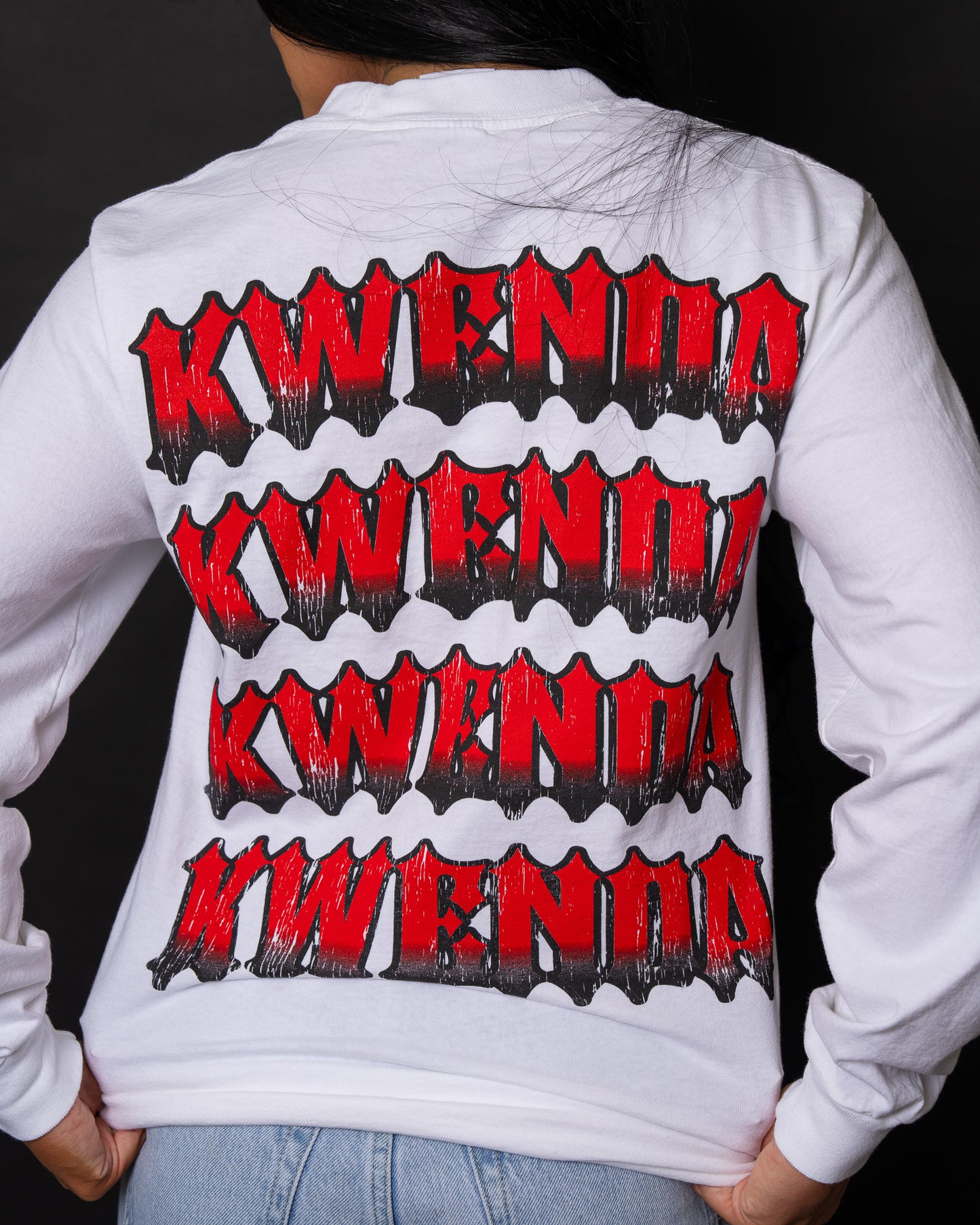 White & Red Long sleeve Tee