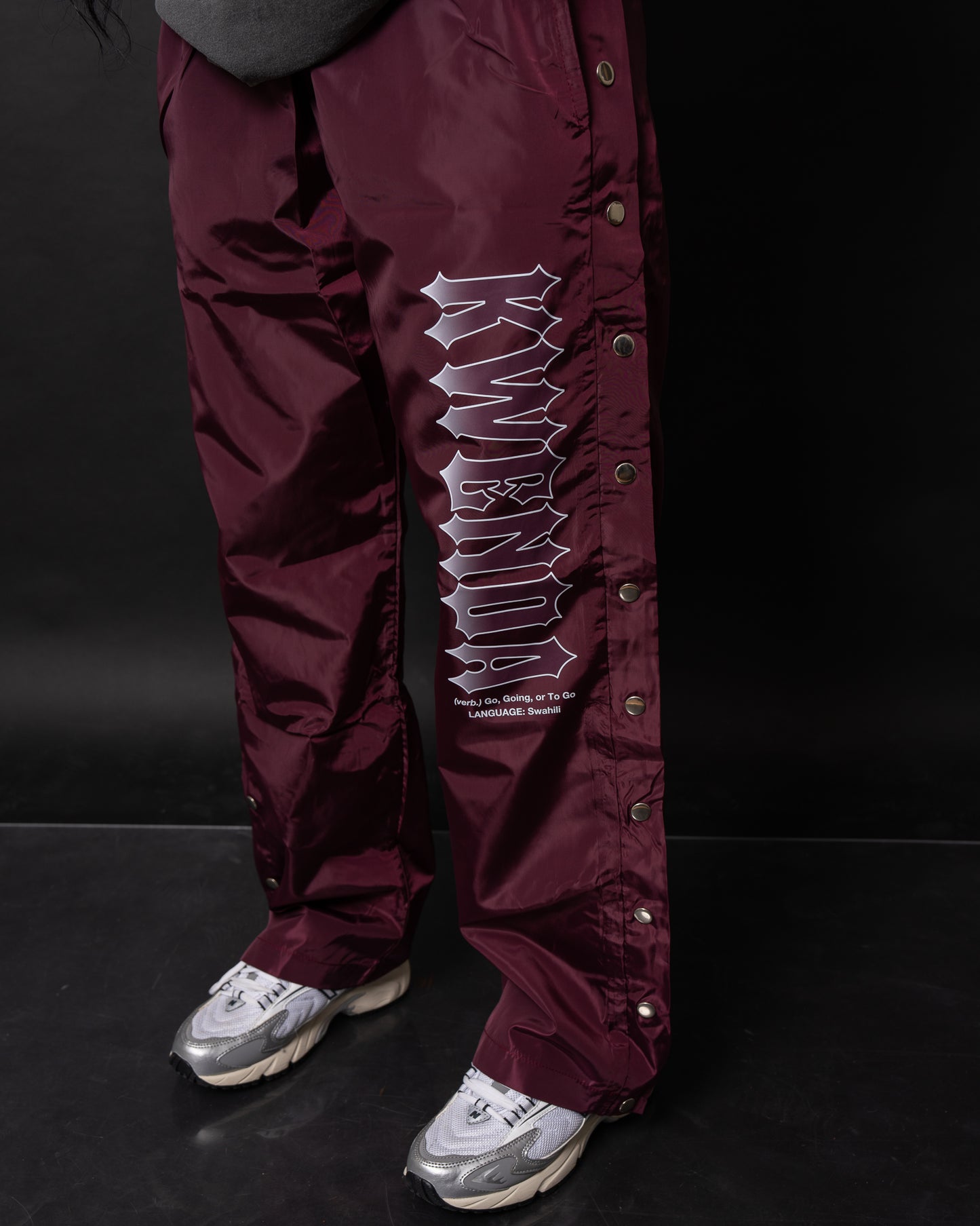 Burgundy Nylon Pants