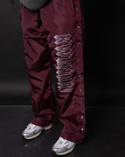 Burgundy Nylon Pants