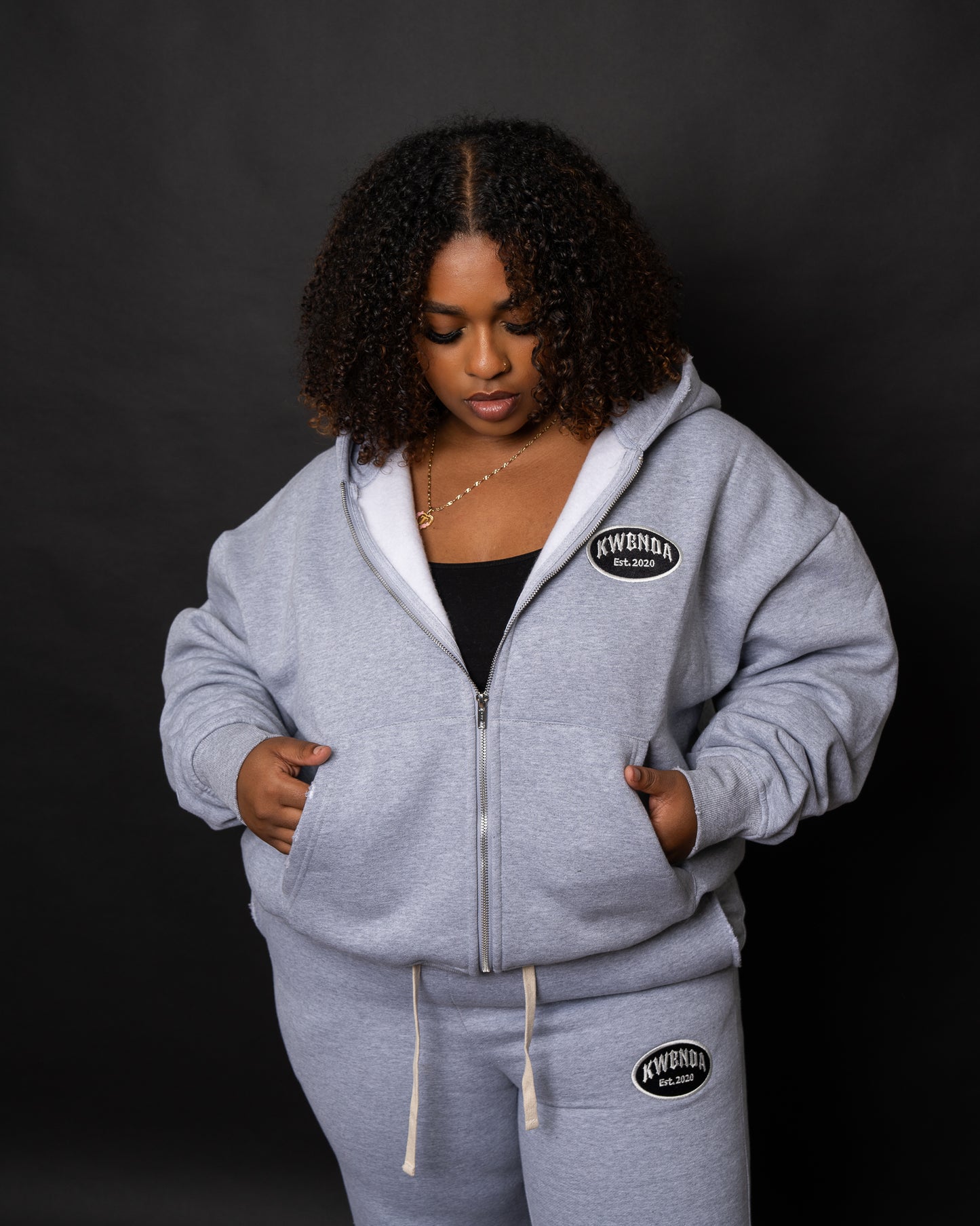 Heather Grey Cropped Zip Up