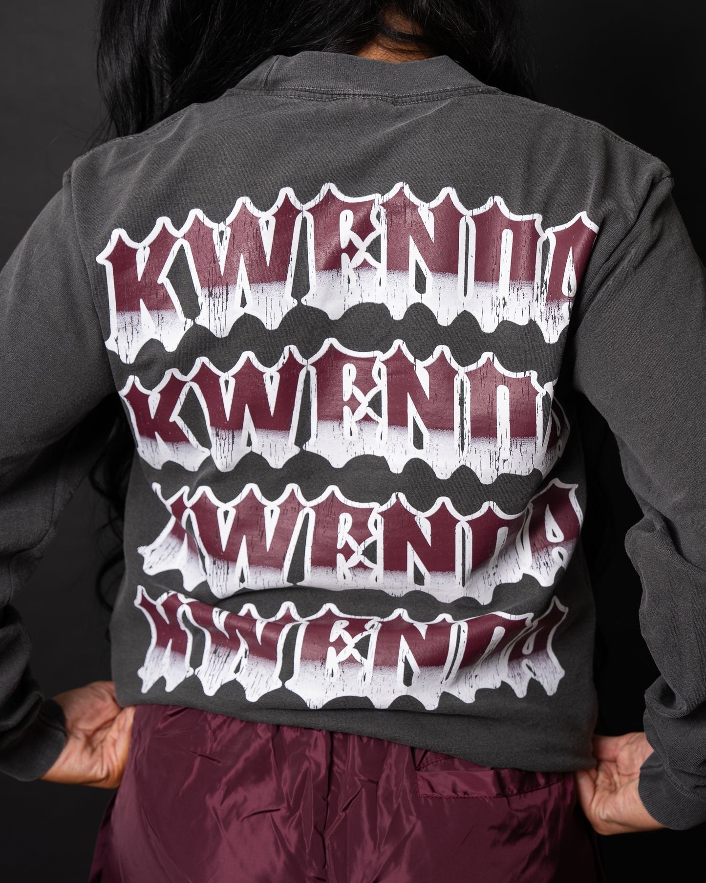 Charcoal Grey & Burgundy Long Sleeve