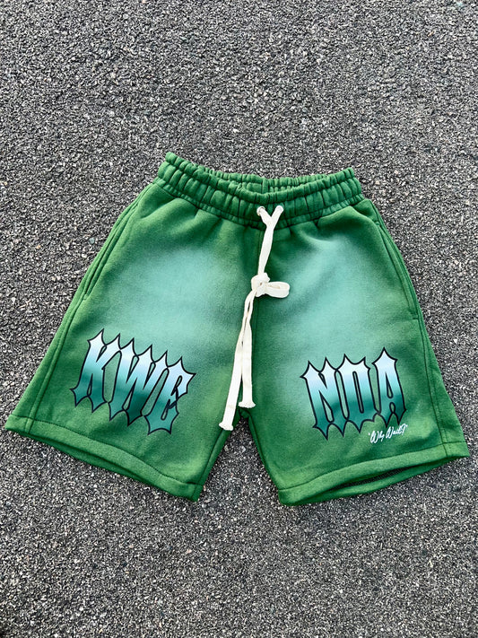 Green Acid Washed Shorts