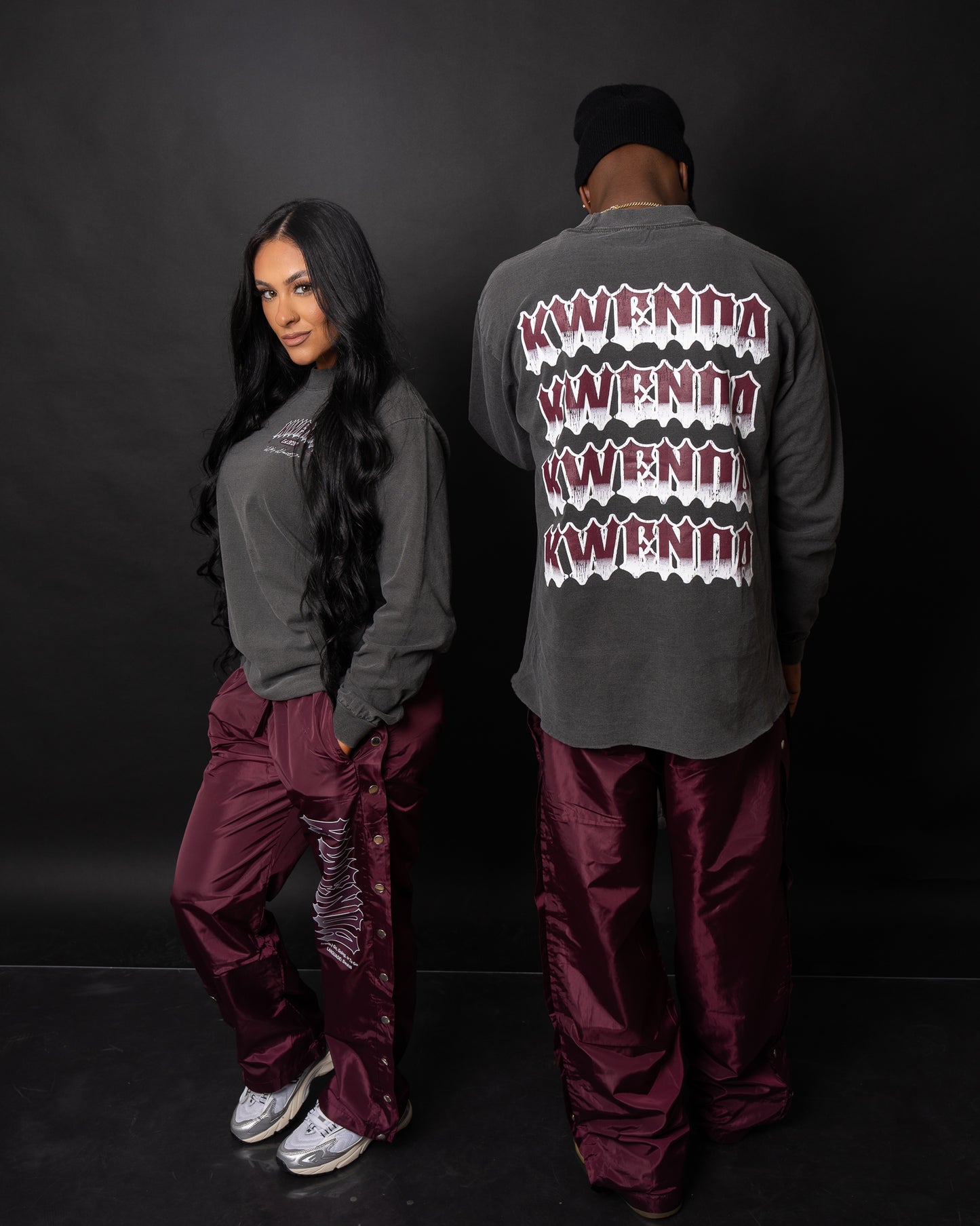 Charcoal Grey & Burgundy Long Sleeve