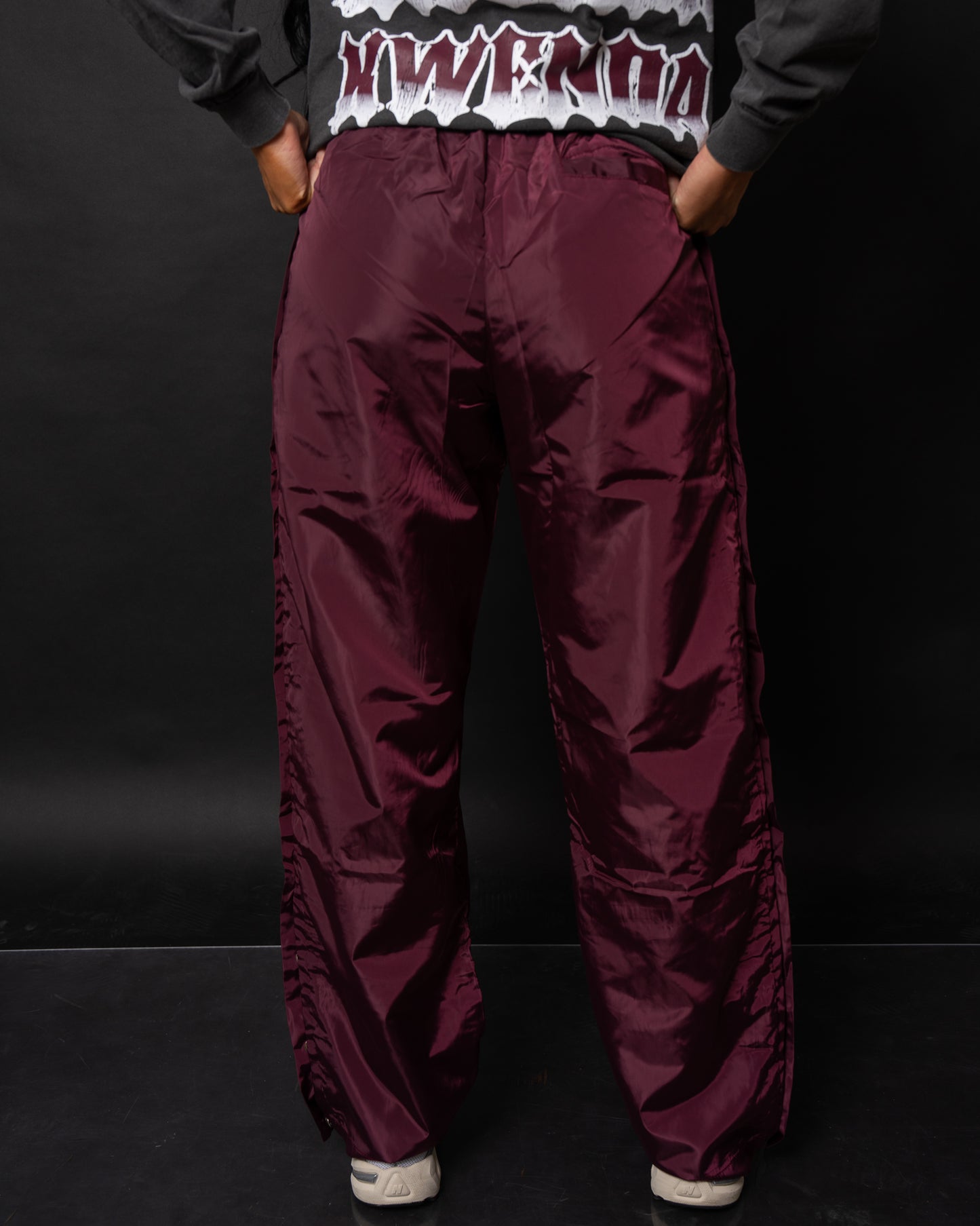 Burgundy Nylon Pants