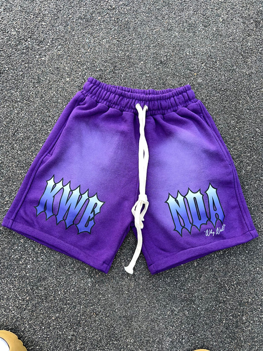 Purple Acid washed Shorts