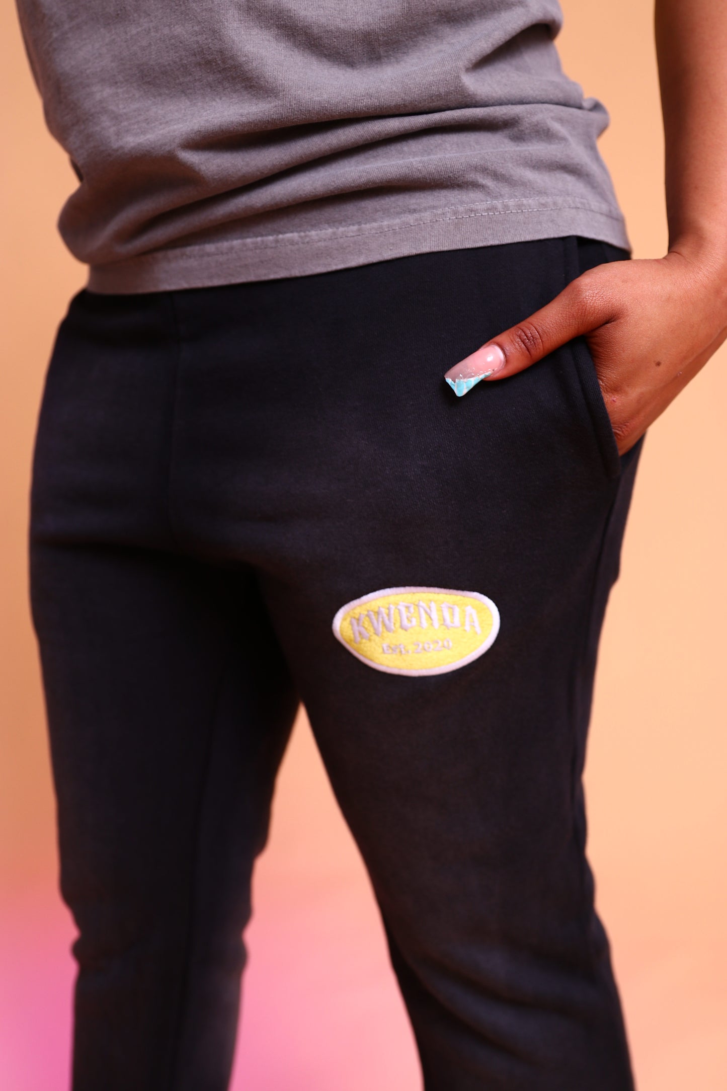 Black & Yellow Washed Flared Sweatpants