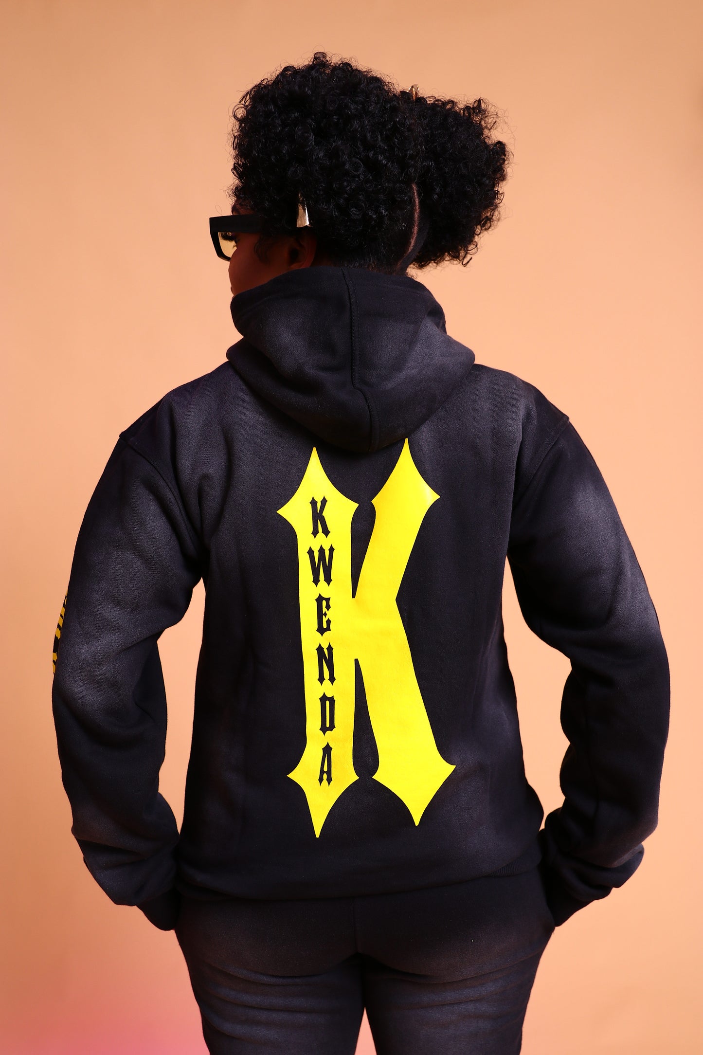 Washed Black & Yellow Pullover Hoodie