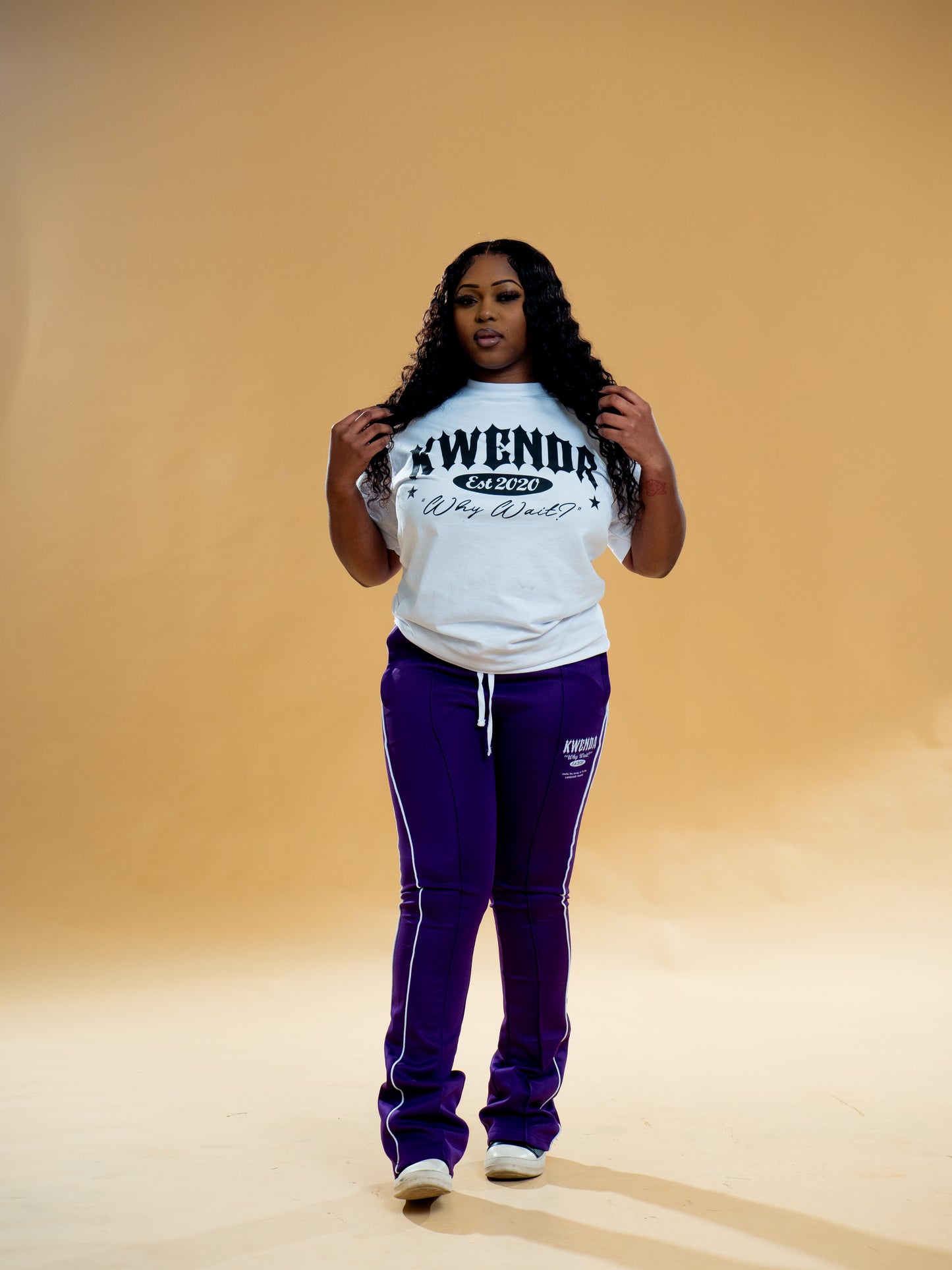 Purple & White Washed Flared Sweatpants