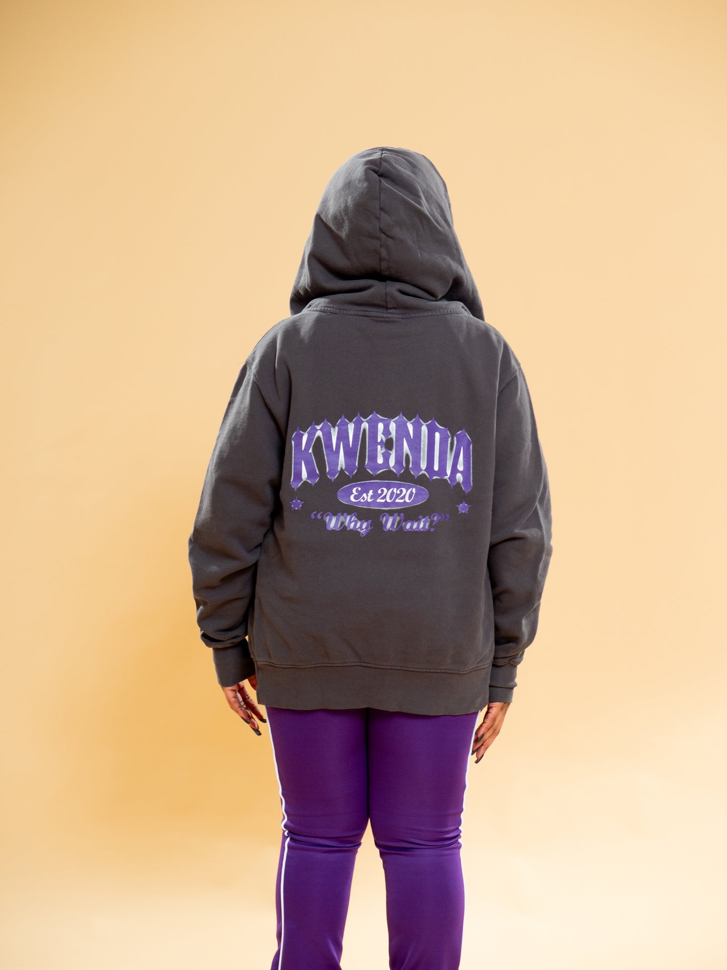 Dark Grey & Purple Kwenda Full-Zip Hoodie