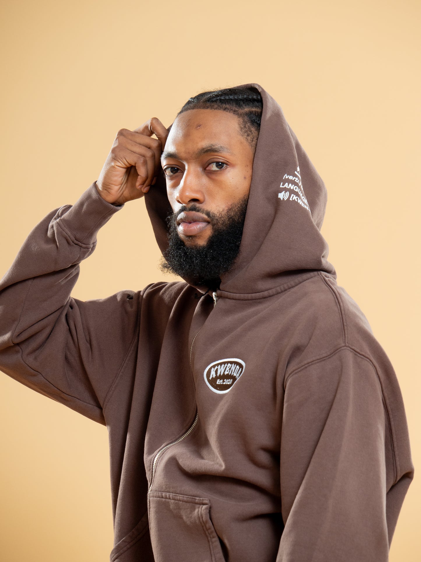 Mocha Kwenda Full-Zip Hoodie